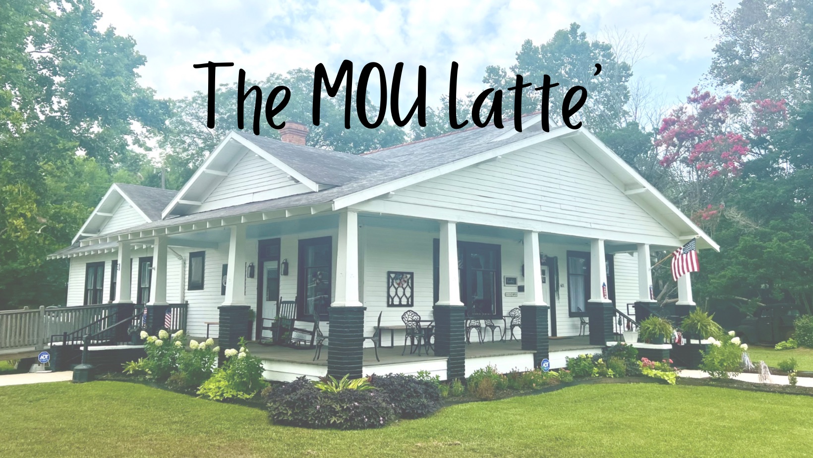 The Mou Latte — the white house venue with a wraparound porch at 601 6th Street in Mamou, Louisiana, where Walking for Hope will begin
